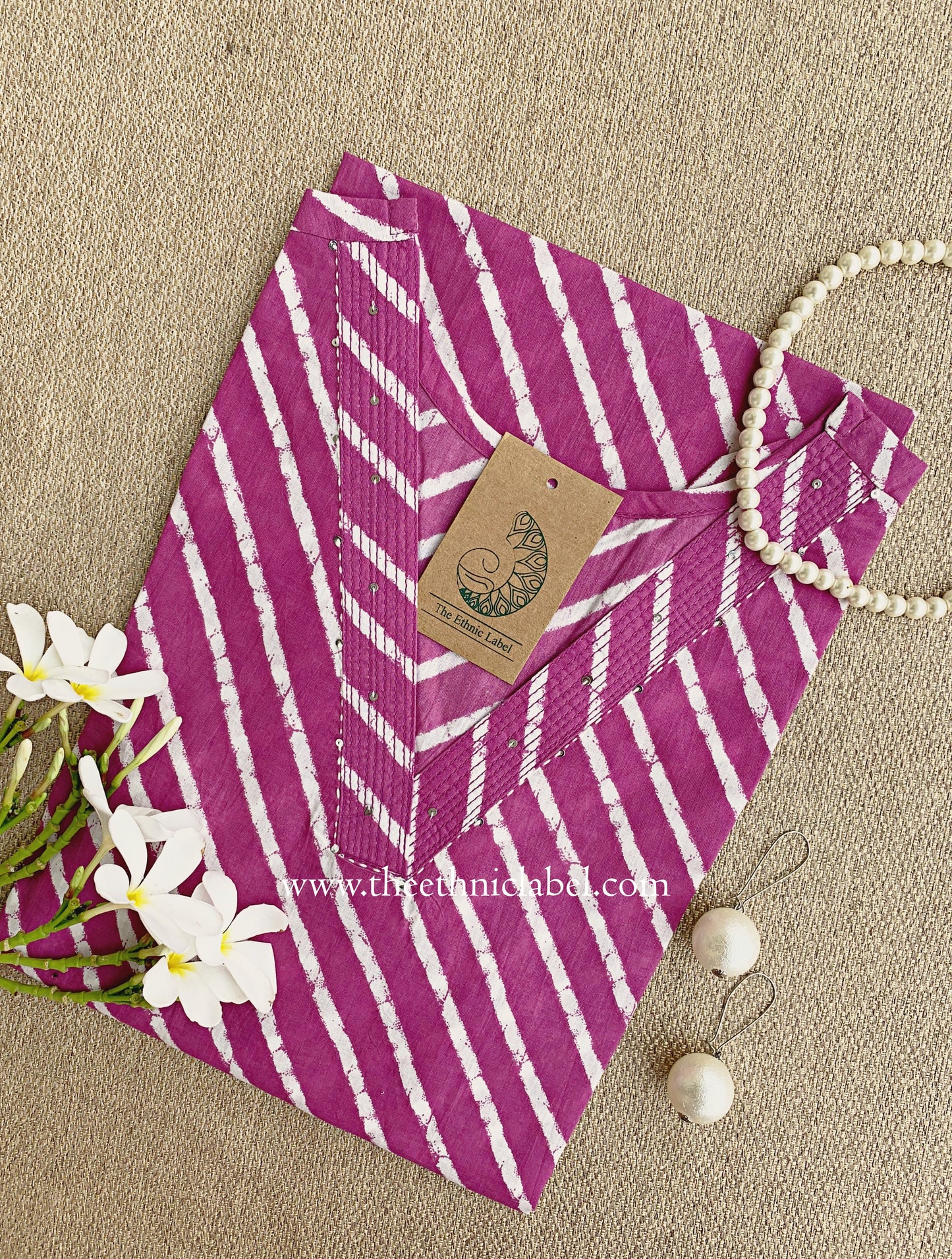 "Malaya" Purple Lehriya Cotton kurta