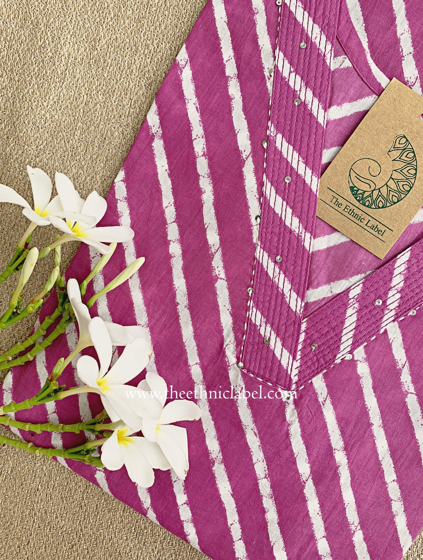 "Malaya" Purple Lehriya Cotton kurta