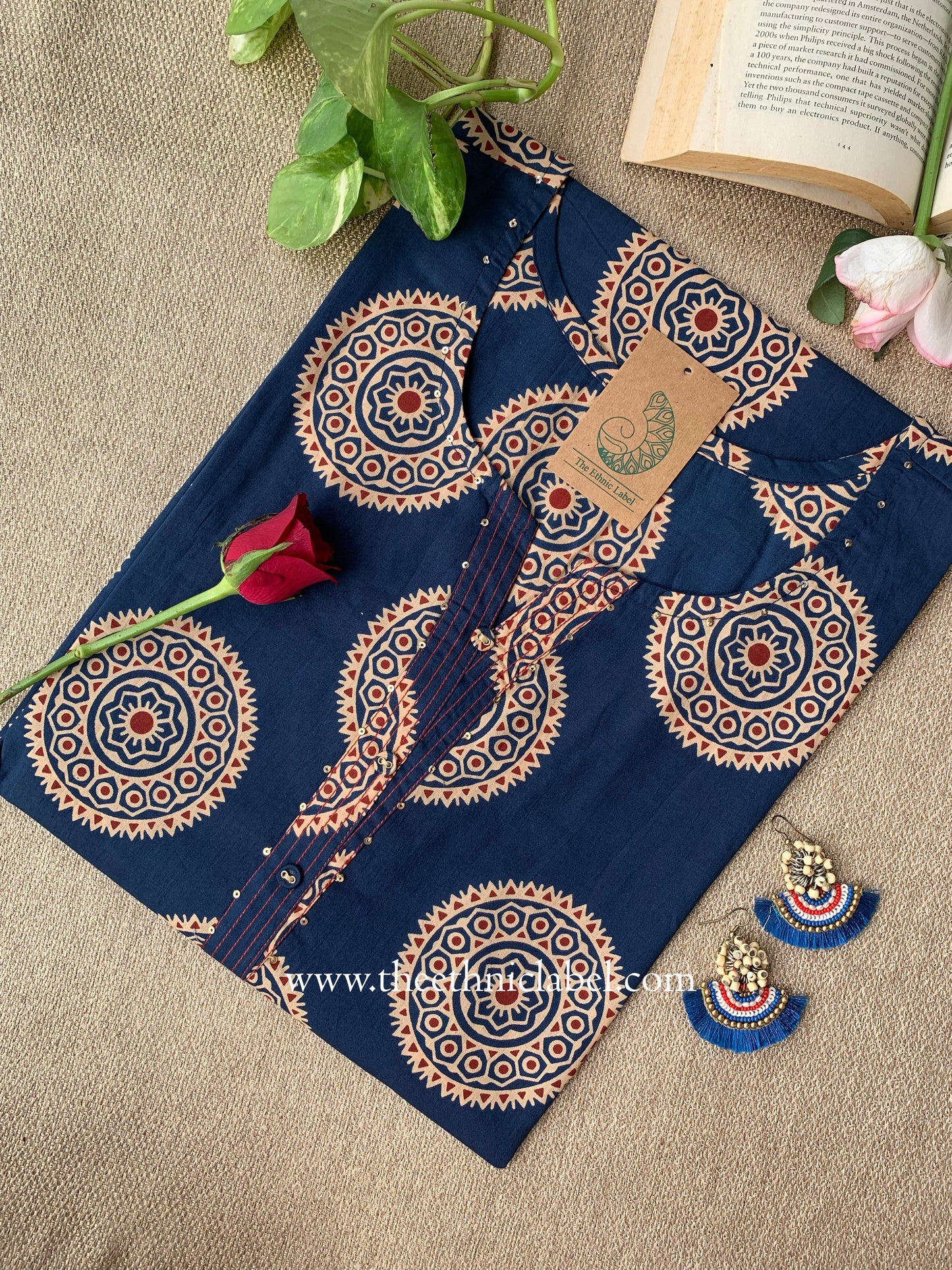 "Misha" Buttoned Cotton kurta - Big Size