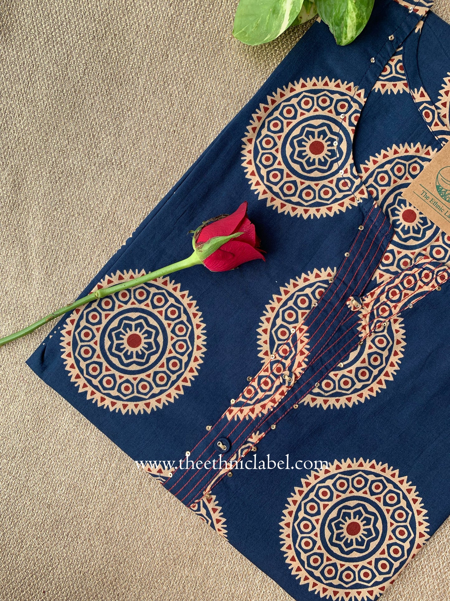"Misha" Buttoned Cotton kurta - Big Size