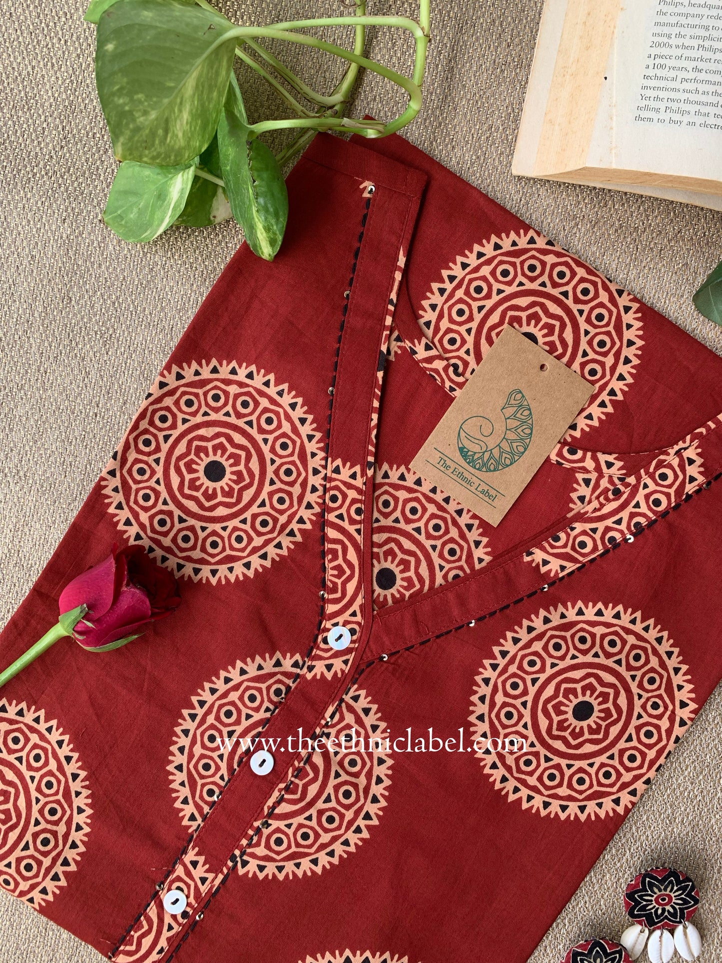 "Shaivi" Kantha Cotton kurta - Big Size