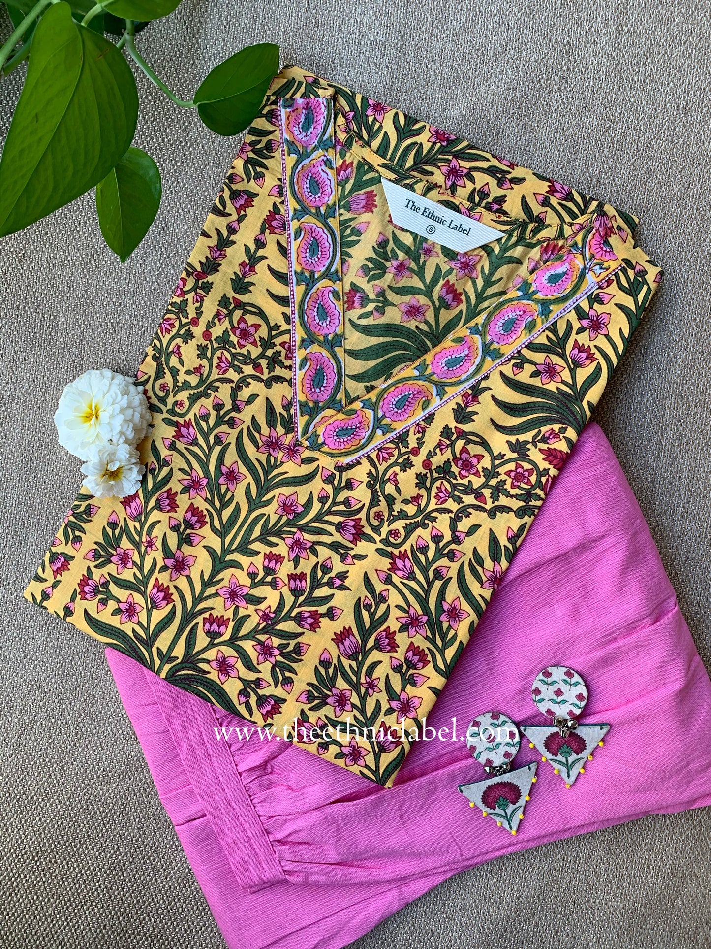 "Sona" Hand Block Printed Kurta with Afghan Pant-2pc