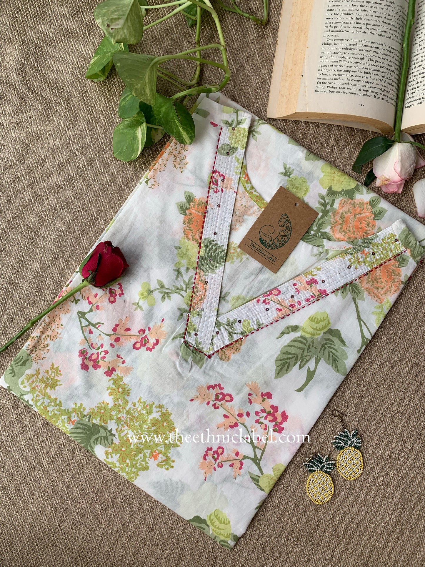 "Mayoor" Kantha Cotton kurta - Big Size